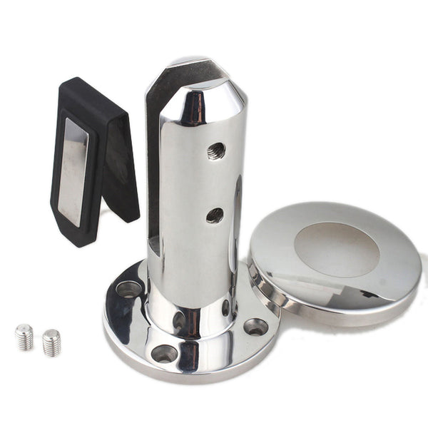 Polished glass pool fencing spigot for frameless fencing systems, designed for strength
