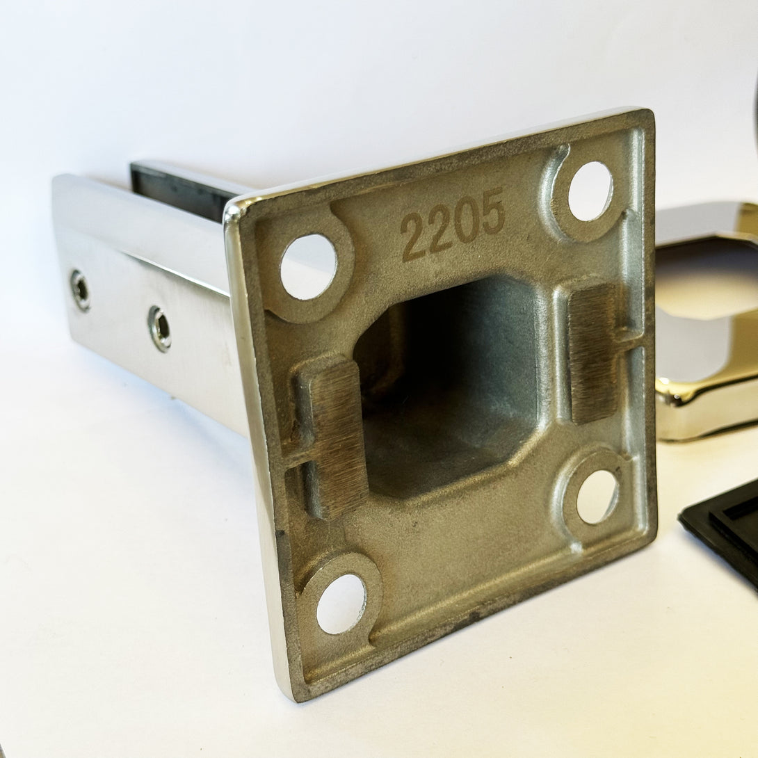 Premium spigot for glass pool fencing, made from marine grade Duplex 2205 stainless steel