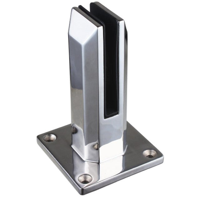 Polished stainless steel madrid square spigot with base plate & cover
